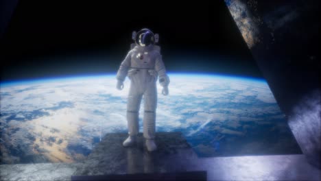Astronaut-Auf-Der-Weltraumobservatoriumsstation-In-Der-Nähe-Der-Erde